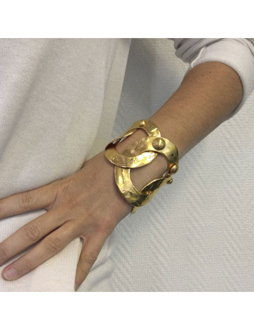 Bracelet LOUIS VUITTON anneaux en métal plaqué or martelé