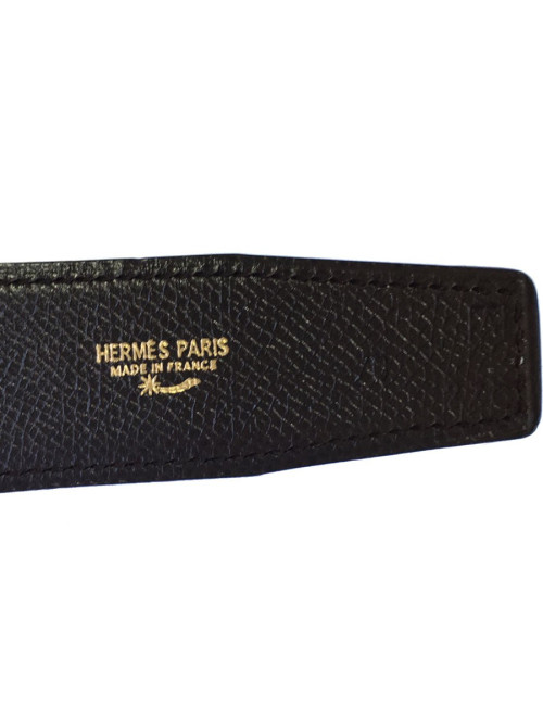 Ceinture H HERMES réversible T70 en veau swift marron et veau epsom chocolat