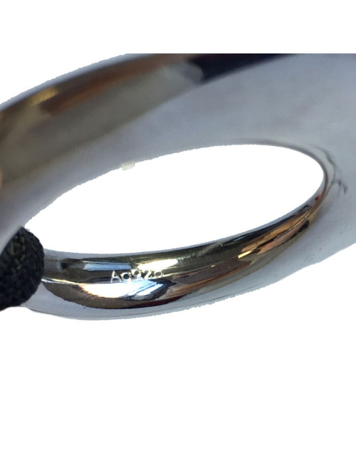 HERMES silver pendant necklace and black fabric link