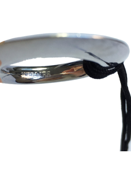 Collier HERMES pendentif en argent et lien en tissu noir