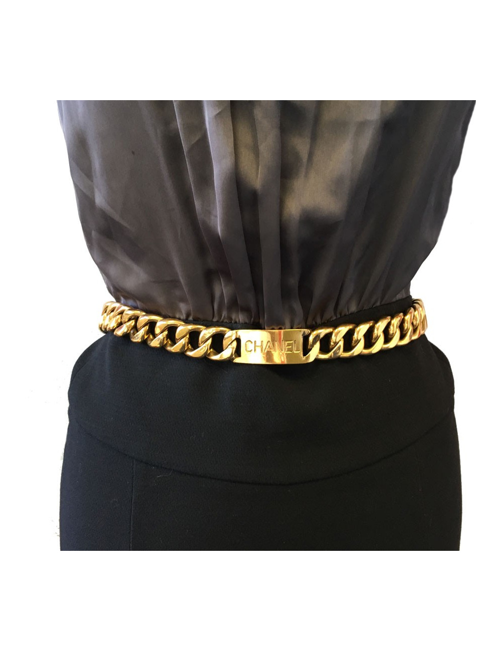 80's CHANEL chain belt in gilded metal