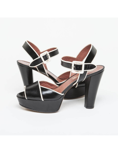 SONIA RYKIEL T 37 en two-tone leather high sandals