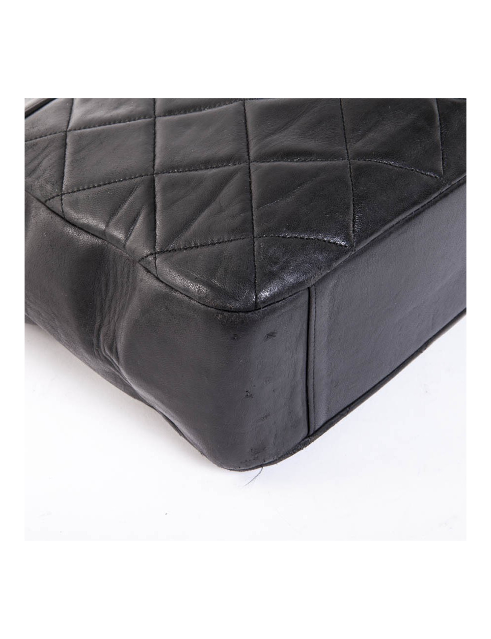 CHANEL vintage quilted black leather tote bag