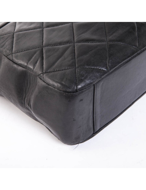 Sac cabas CHANEL vintage cuir matelassé noir