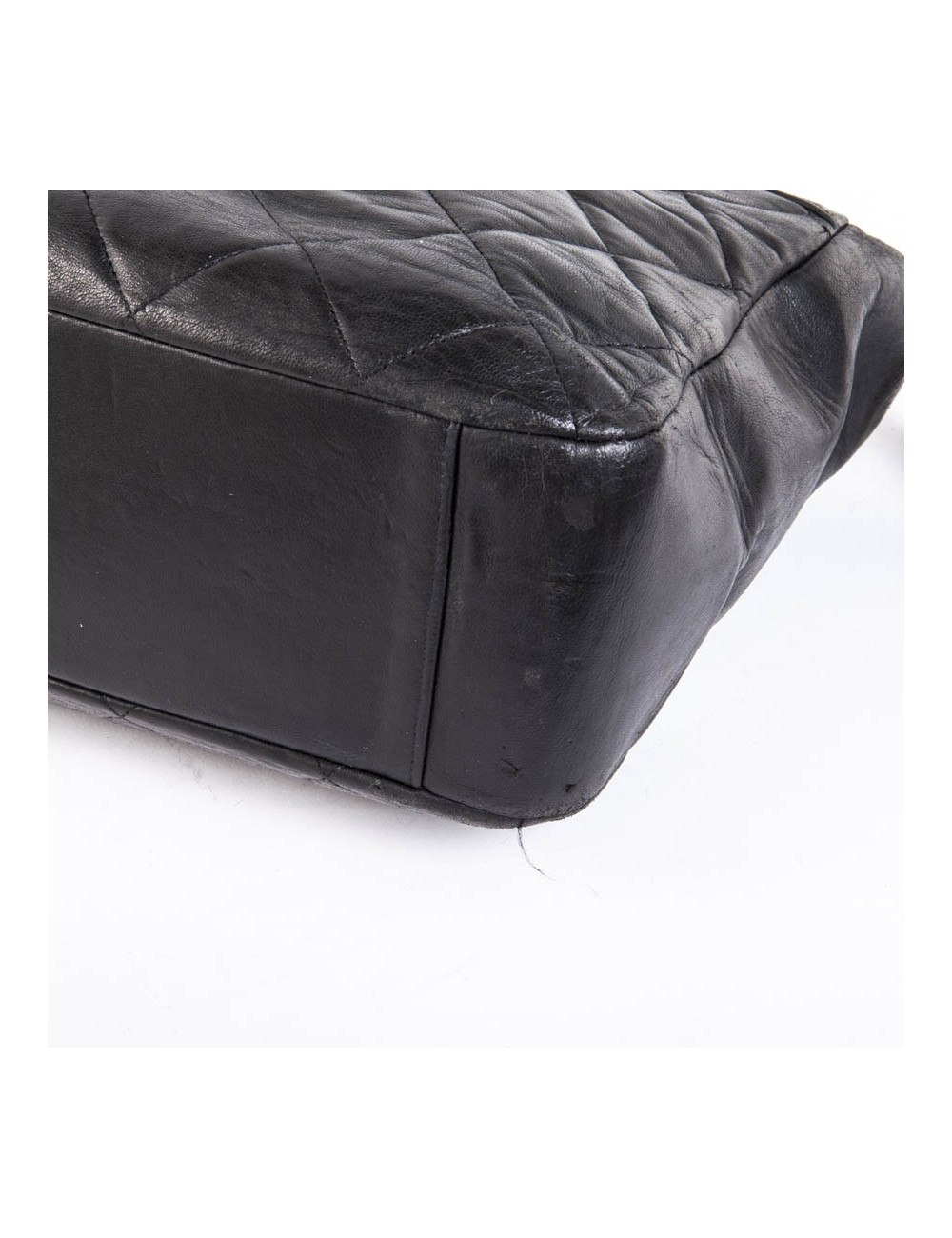 Sac cabas CHANEL vintage cuir matelassé noir