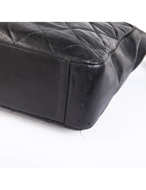 CHANEL vintage quilted black leather tote bag