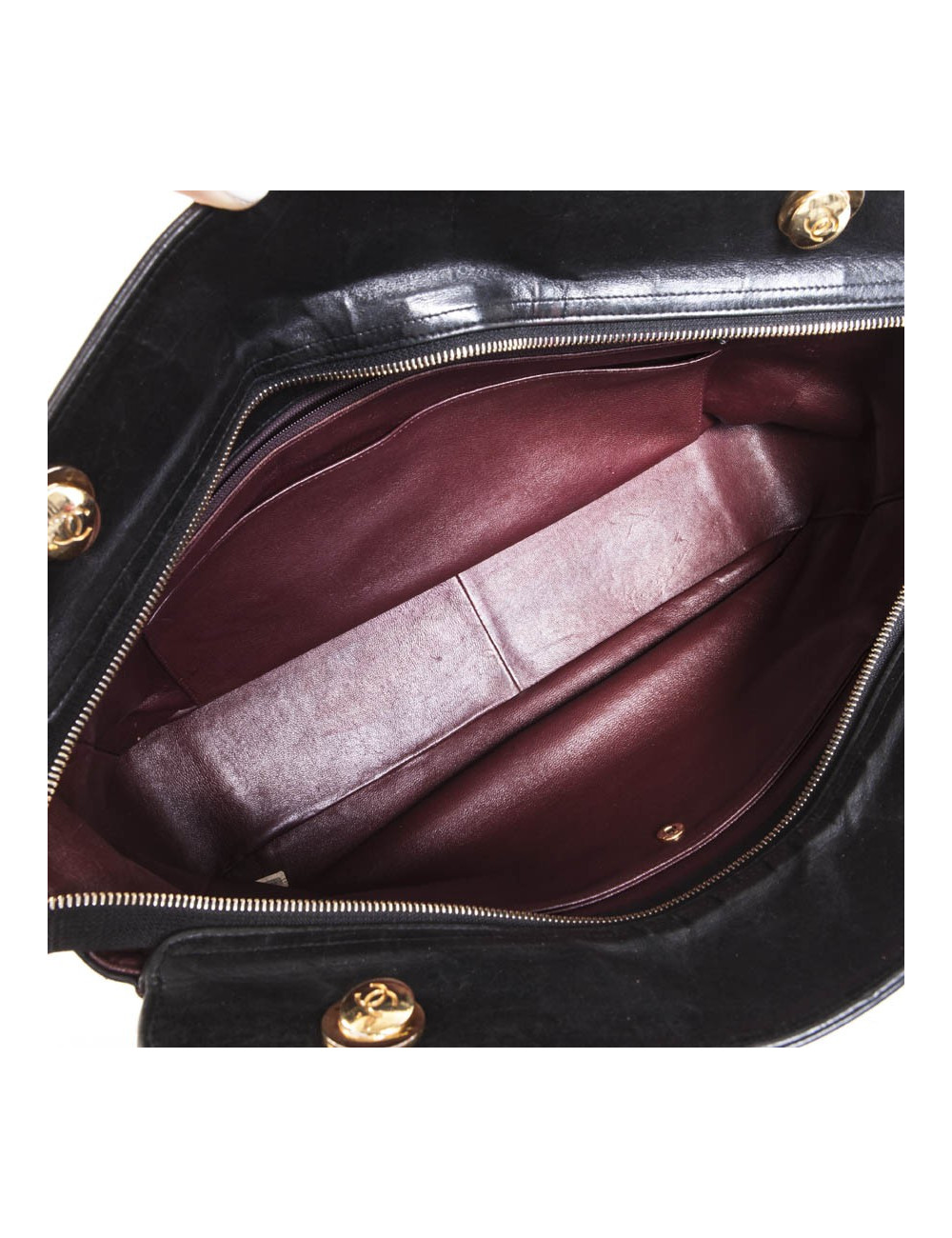 CHANEL vintage quilted black leather tote bag