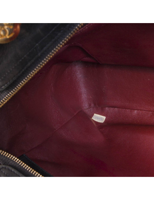 CHANEL vintage quilted black leather tote bag