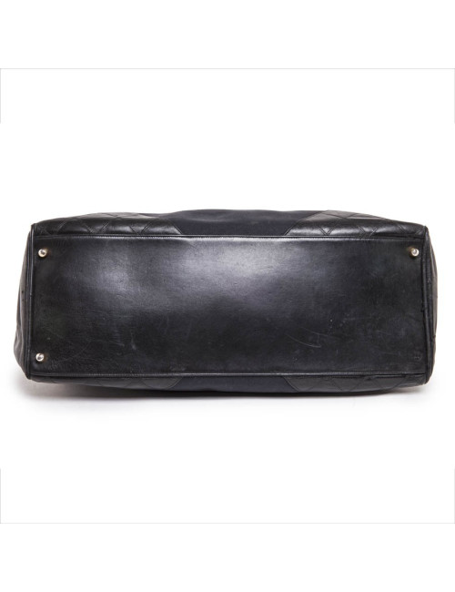 Vintage canvas and black leather CHANEL bag