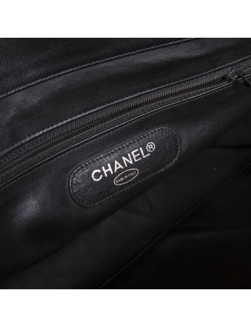 Sac vintage CHANEL toile et cuir noir