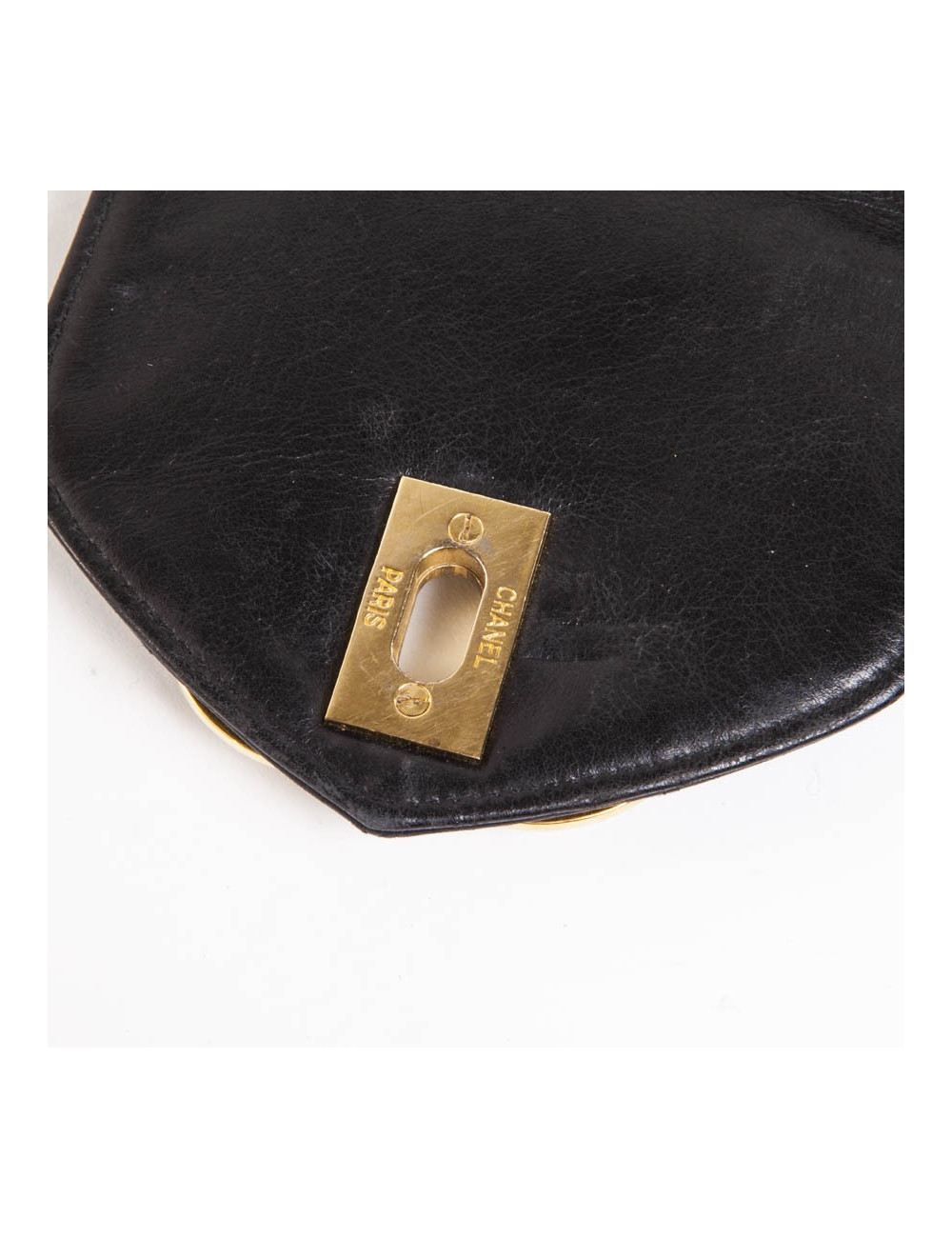 Sac vintage CHANEL toile et cuir noir