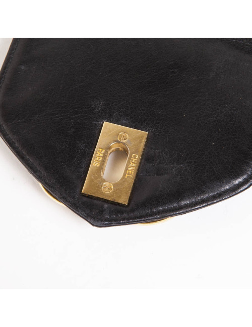 Vintage canvas and black leather CHANEL bag