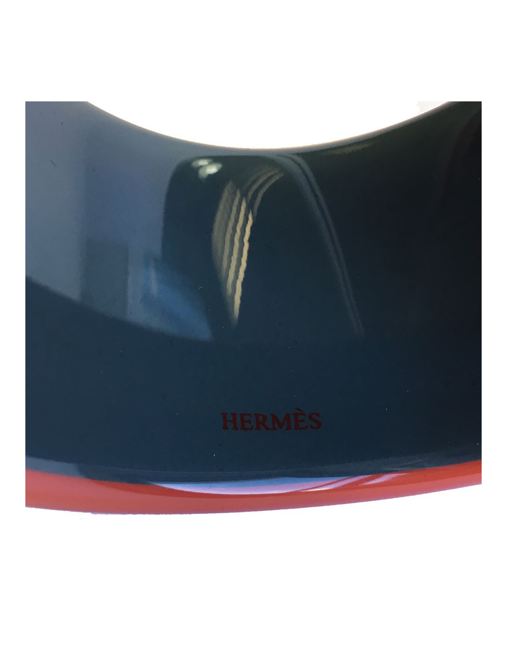 HERMES cuff bracelet in dark orange lacquered wood