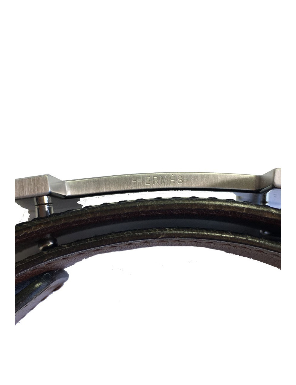 Belt: HERMES reversible black and brown leather T72