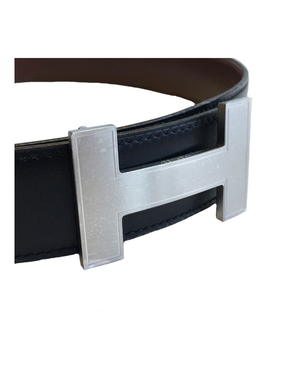 Belt: HERMES reversible black and brown leather T72