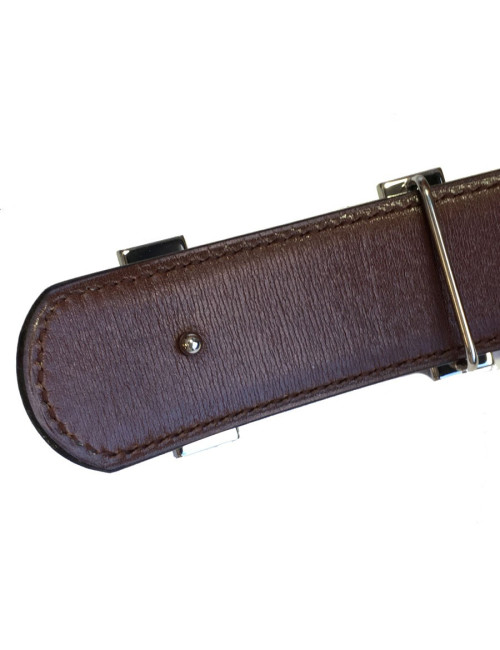 xxx Ceinture H HERMES réversible en cuir noir et marron