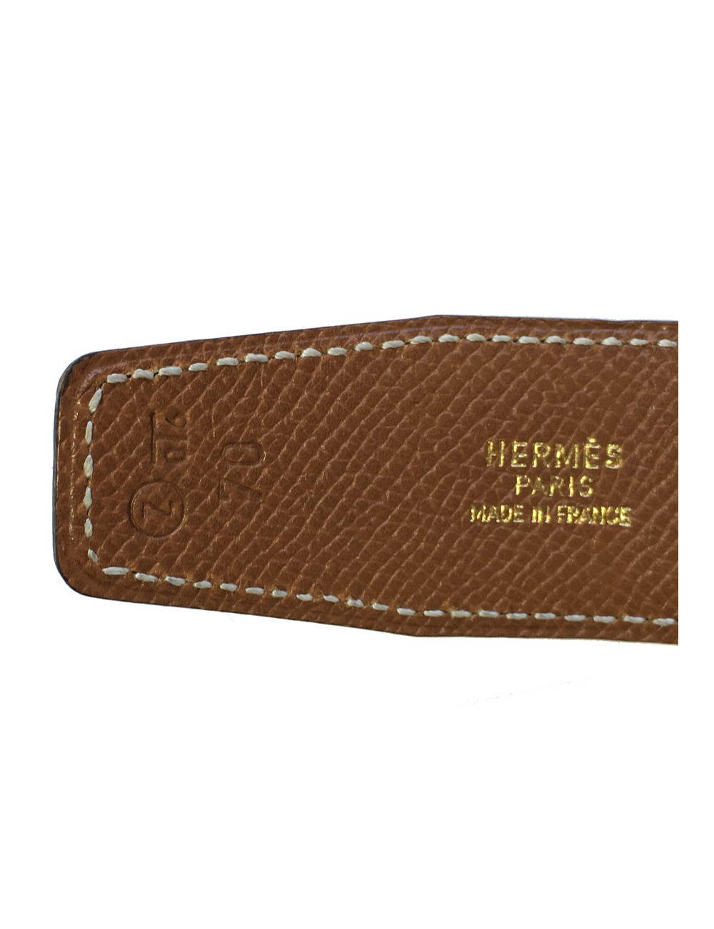 Ceinture H HERMES réversible en cuir box noir et cuir courchevel gold