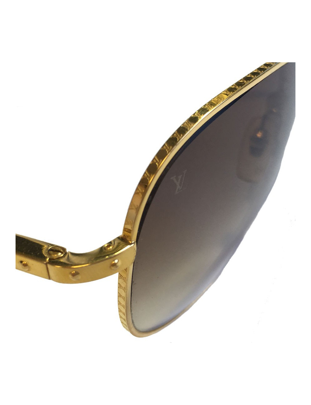 Lunettes de soleil LOUIS VUITTON aviateur en métal doré et toile enduite