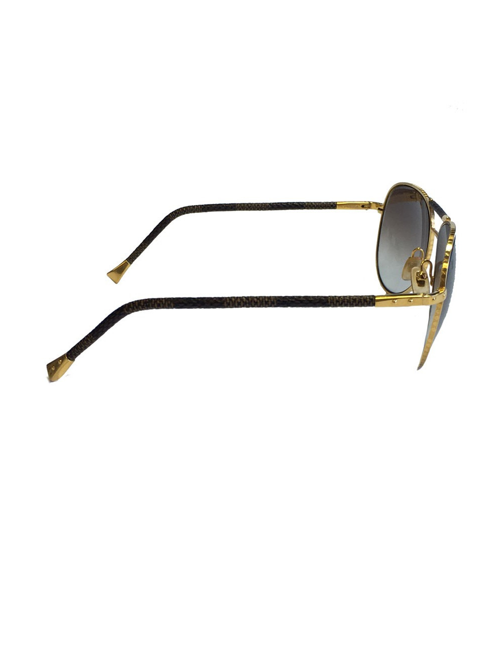 Lunettes de soleil LOUIS VUITTON aviateur en métal doré et toile enduite