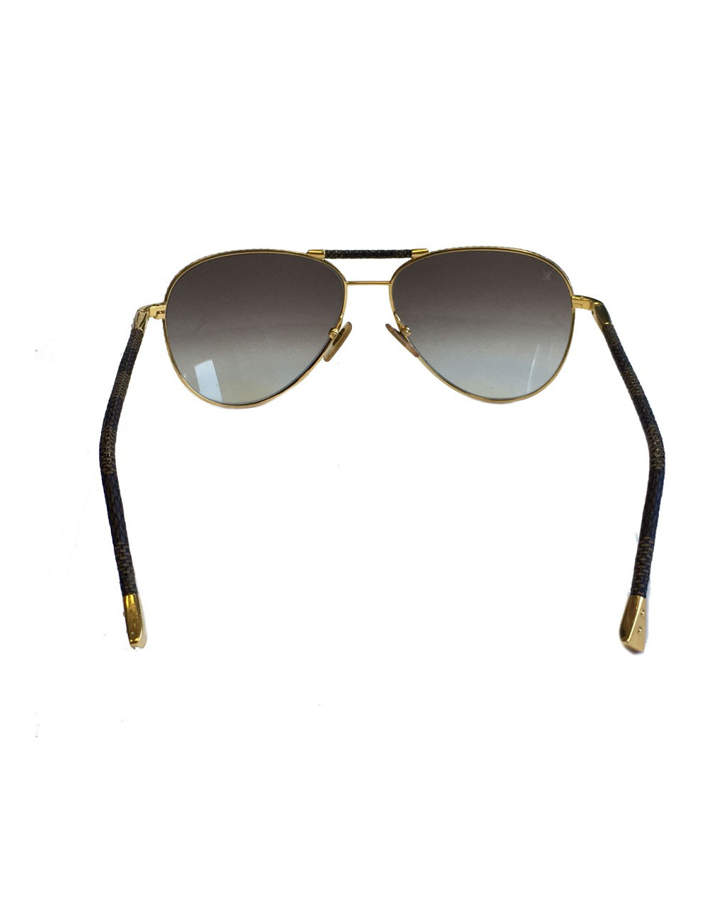 Lunettes de soleil LOUIS VUITTON aviateur en métal doré et toile enduite