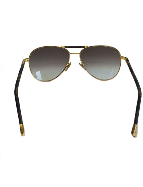 Lunettes de soleil LOUIS VUITTON aviateur en métal doré et toile enduite