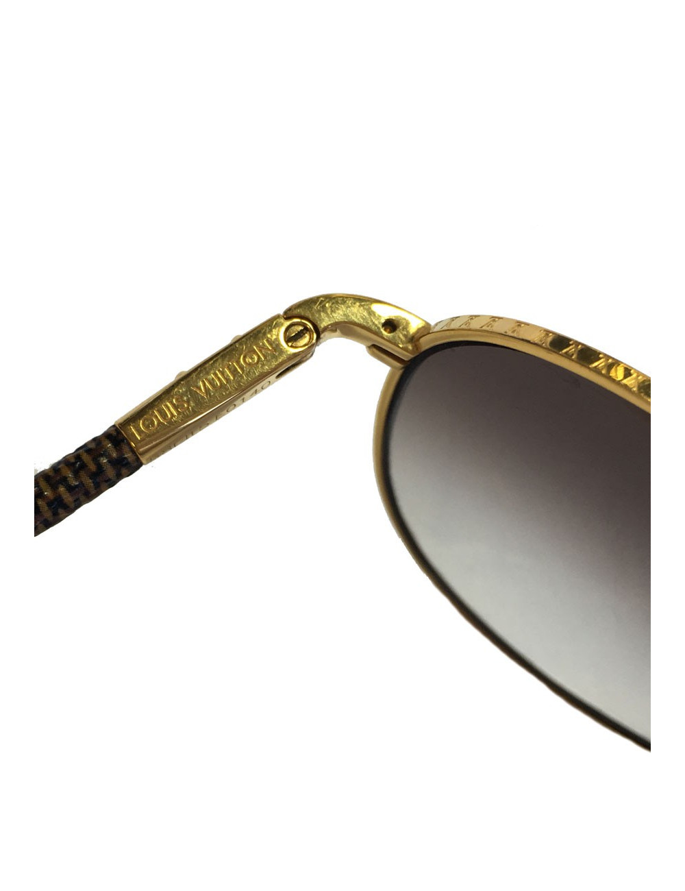 Lunettes de soleil LOUIS VUITTON aviateur en métal doré et toile enduite