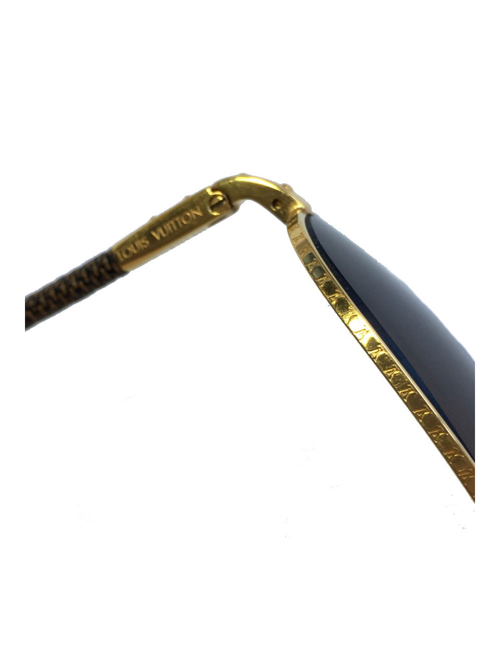 Lunettes de soleil LOUIS VUITTON aviateur en métal doré et toile enduite