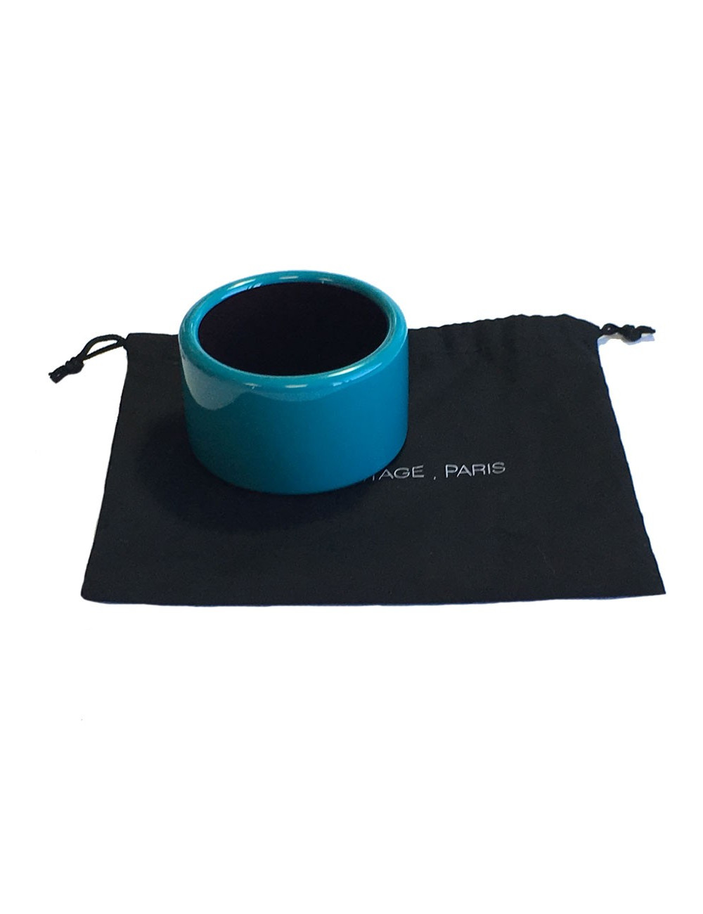 Bracelet HERMÈS en bois laqué bleu paon