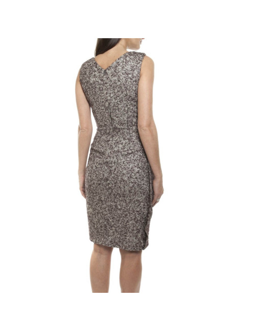 Robe DIOR T 34 en laine et mohair marron et crème