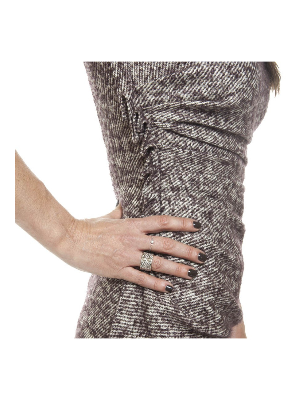 Robe DIOR T 34 en laine et mohair marron et crème