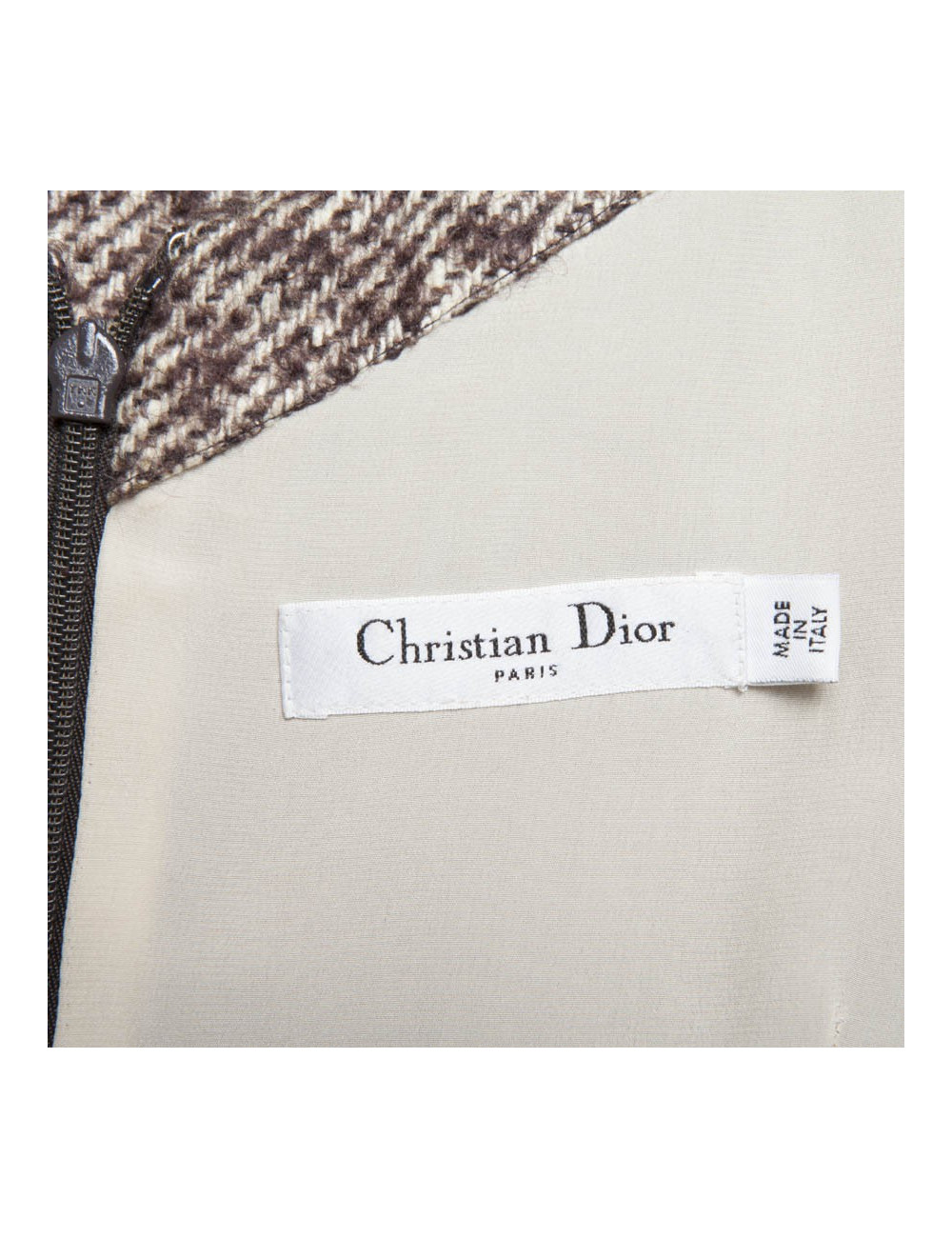 Robe DIOR T 34 en laine et mohair marron et crème