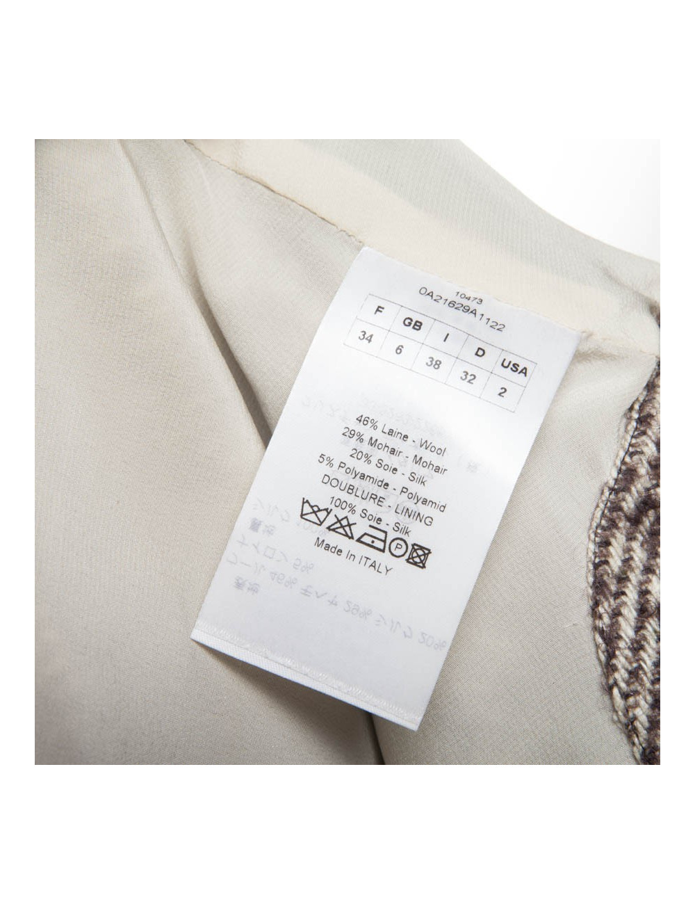 Robe DIOR T 34 en laine et mohair marron et crème