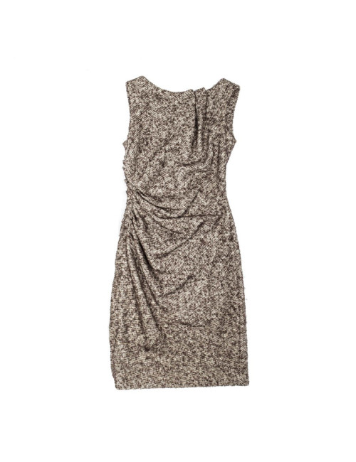 Robe DIOR T 34 en laine et mohair marron et crème