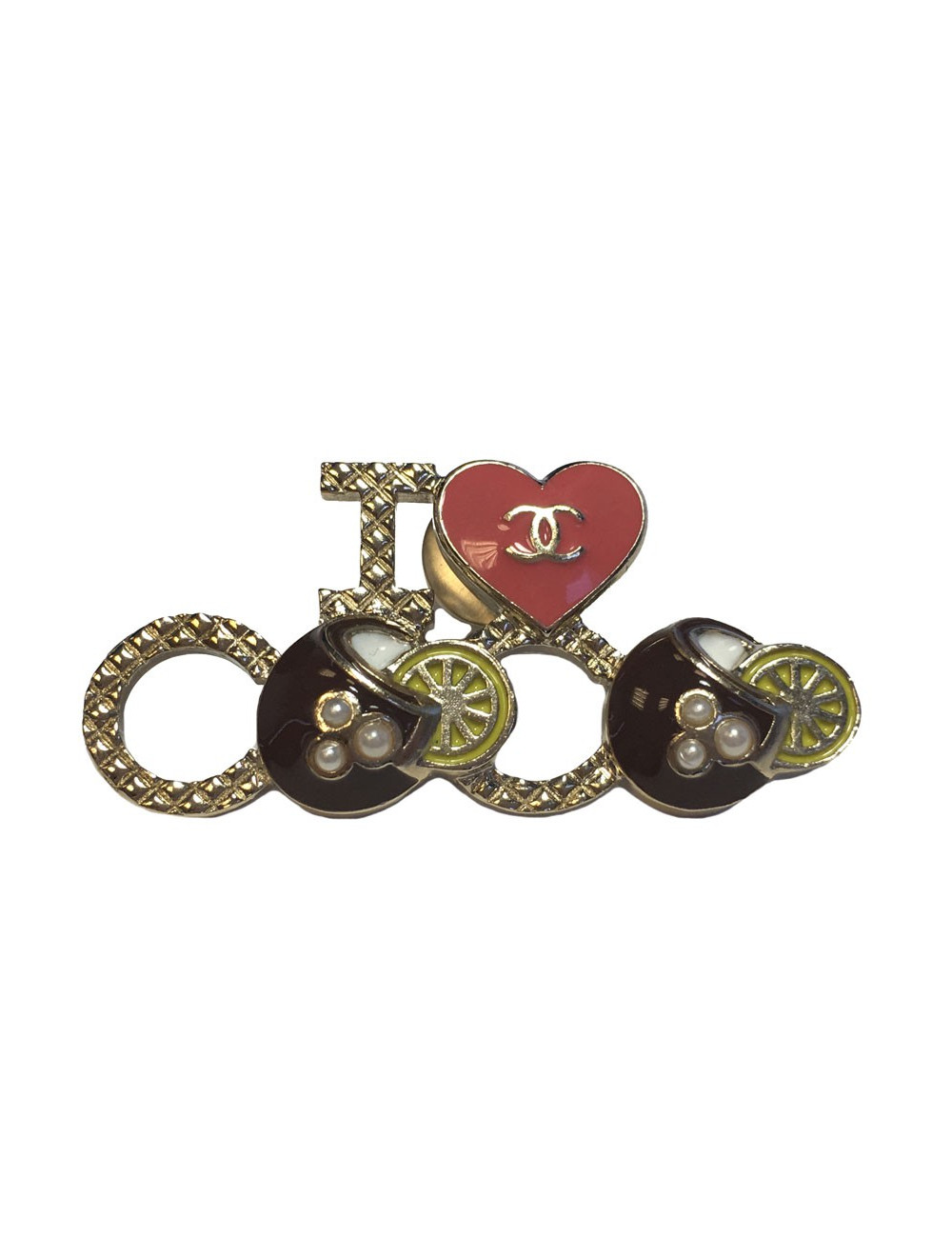 2017 Pin's CHANEL en métal doré "I love COCO"