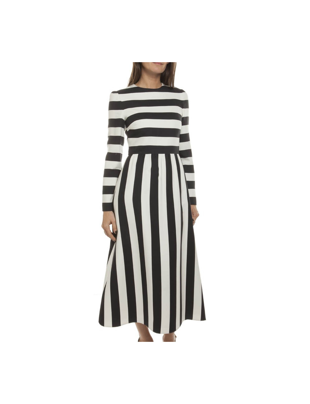 Robe longue VALENTINO rayée noire et blanche