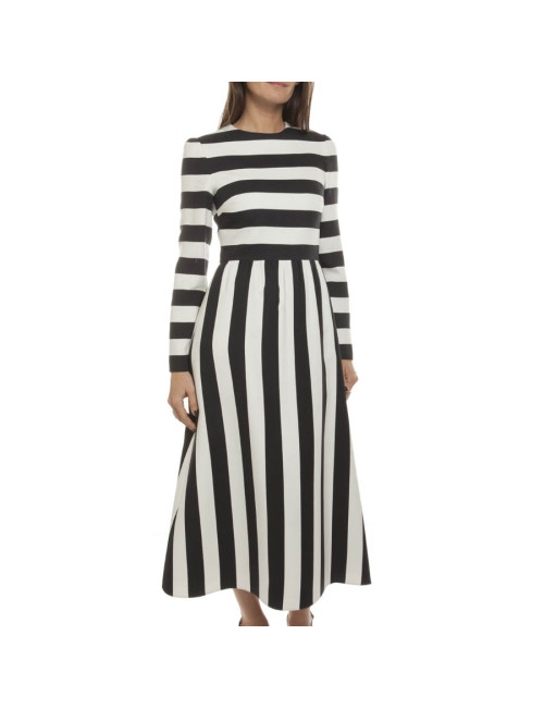 Robe longue VALENTINO rayée noire et blanche