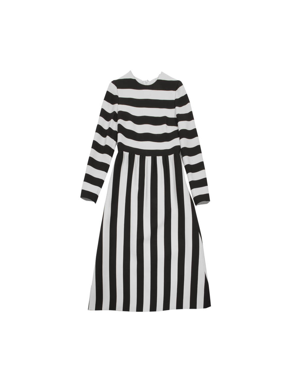 Robe longue VALENTINO rayée noire et blanche
