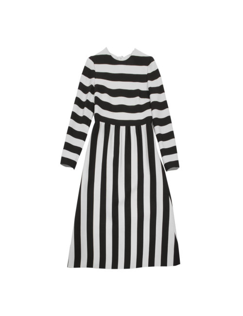 VALENTINO T 40 IT/36 EN striped black and white long dress