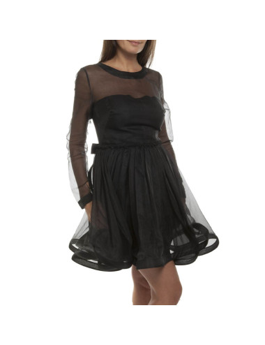 Robe cocktail VALENTINO organza noire à volants 2