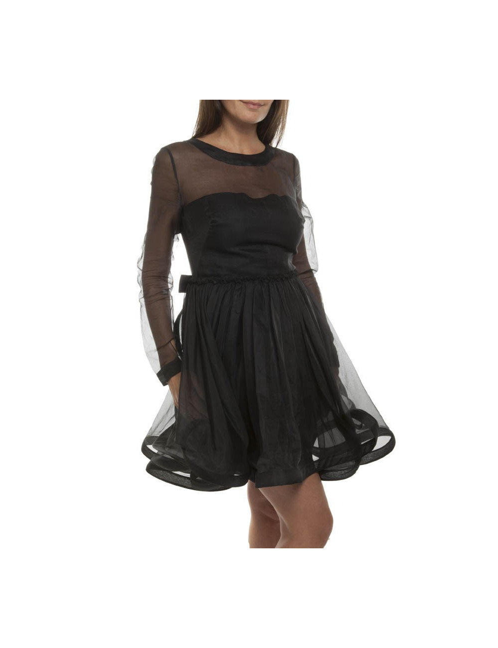 Black VALENTINO T40 IT/36 FRorganza cocktail dress with Ruffles