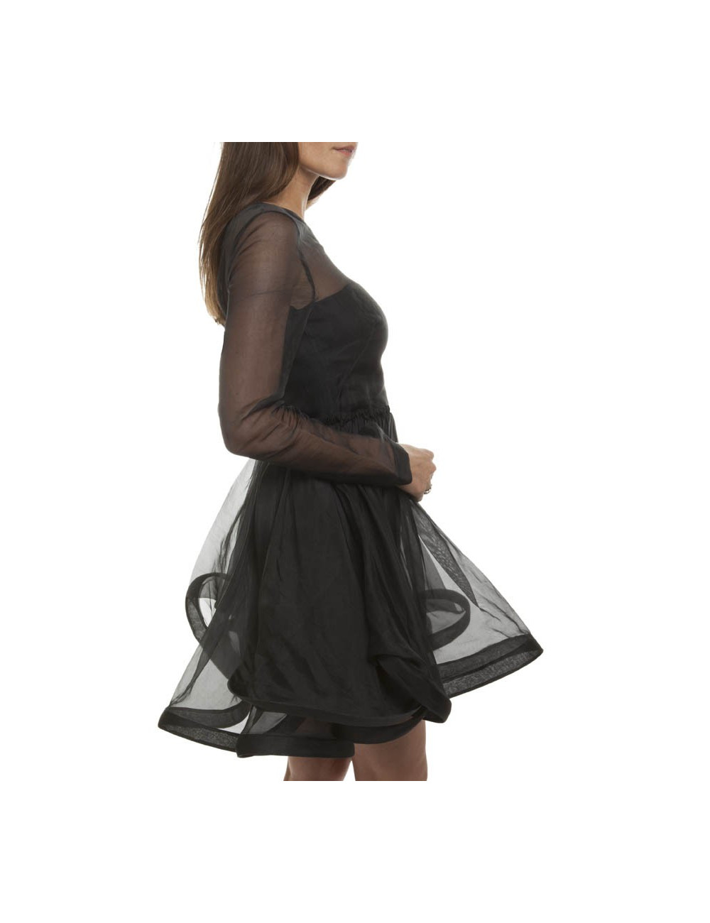 Black VALENTINO T40 IT/36 FRorganza cocktail dress with Ruffles