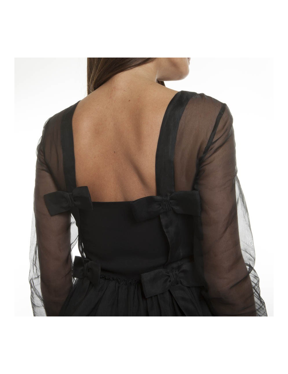 Black VALENTINO T40 IT/36 FRorganza cocktail dress with Ruffles