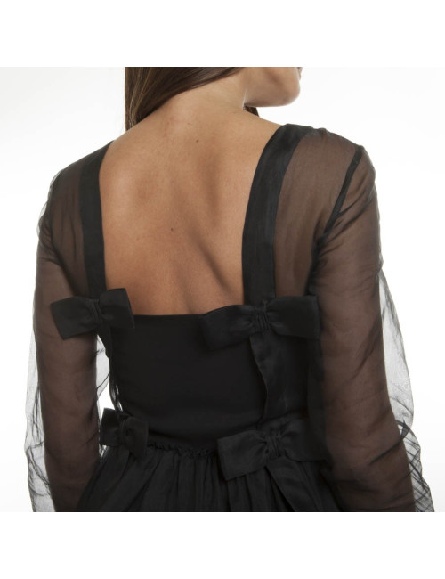 Black VALENTINO T40 IT/36 FRorganza cocktail dress with Ruffles