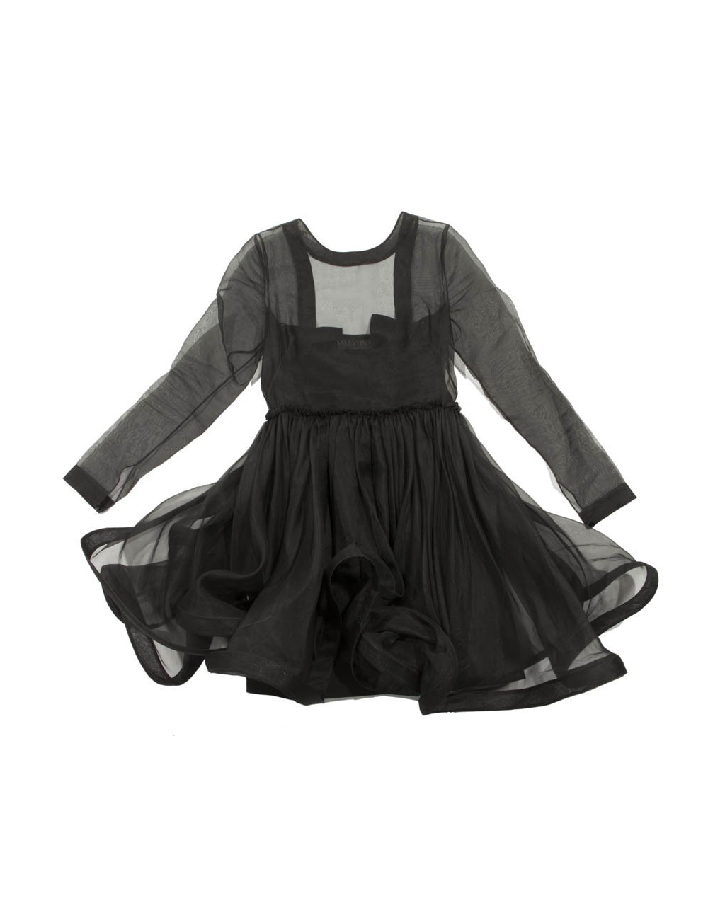 Black VALENTINO T40 IT/36 FRorganza cocktail dress with Ruffles