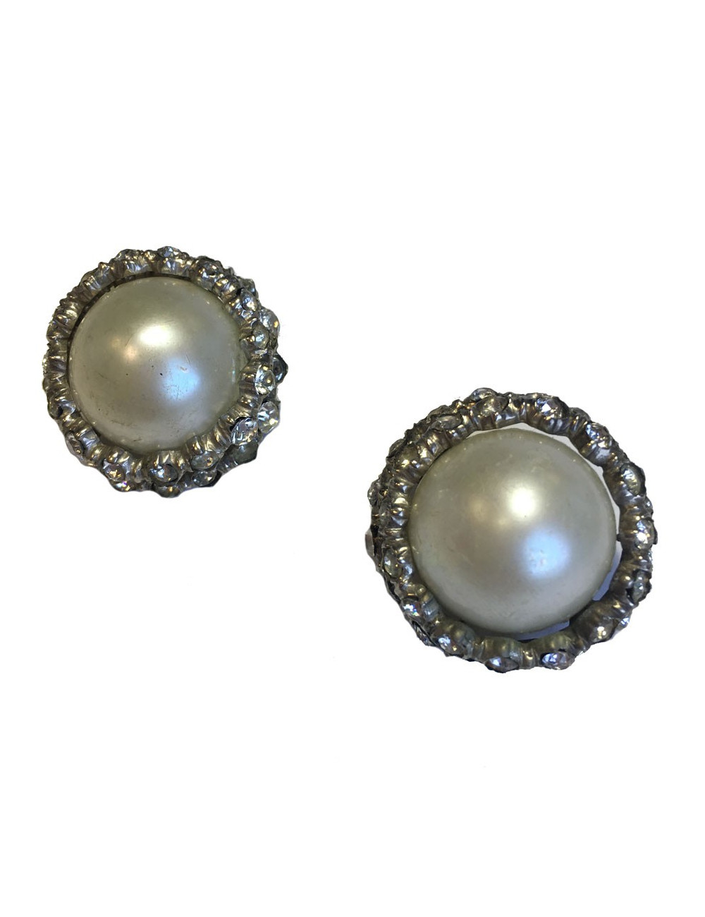 Boucles d'oreille clips CHANEL perle nacrée Vintage