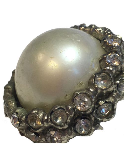 Boucles d'oreille clips CHANEL perle nacrée Vintage