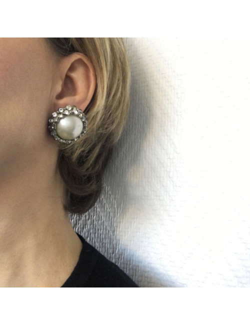 Clips CHANEL Vintage Pearl Pearl Earrings