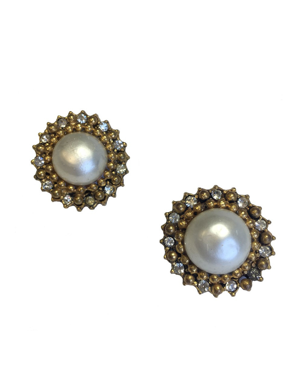 Boucles d'oreille clips CHANEL perle nacrée Vintage