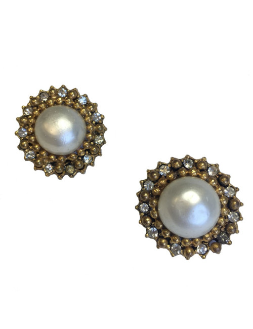 Boucles d'oreille clips CHANEL perle nacrée Vintage