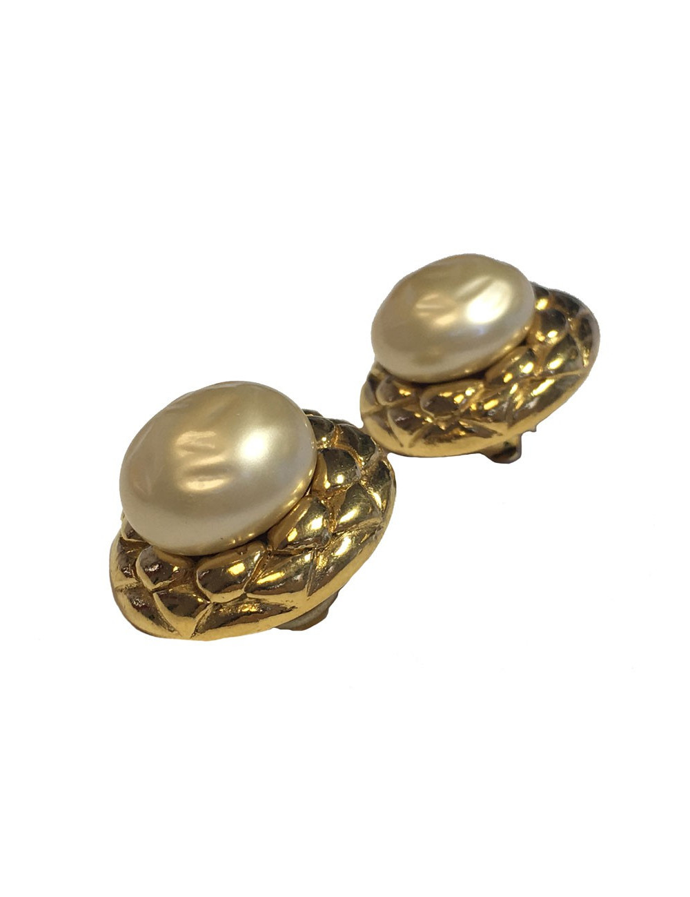 Clips CHANEL Vintage Pearl Pearl Earrings